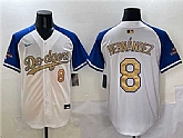 Men's Los Angeles Dodgers #8 Enrique Hernandez White Royal Gold 2024 World Series Champions Vapor Limited Stitched Jersey,baseball caps,new era cap wholesale,wholesale hats